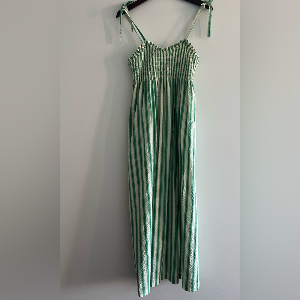 Ghanda Goldie Maxi Dress Green and White Striped